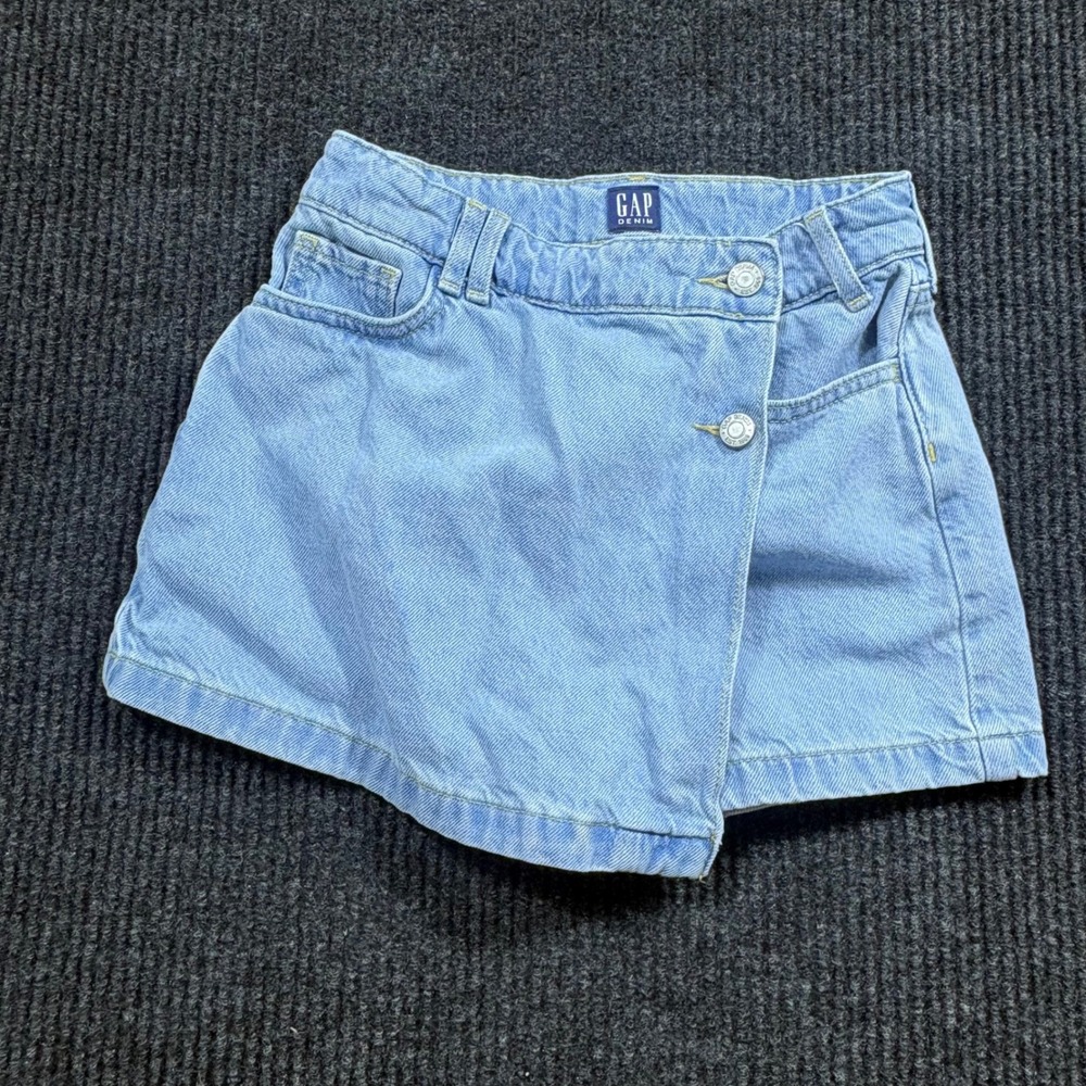Gap Denim Skort Girls 10 Light Blue Asymmetrical Crossover Cotton